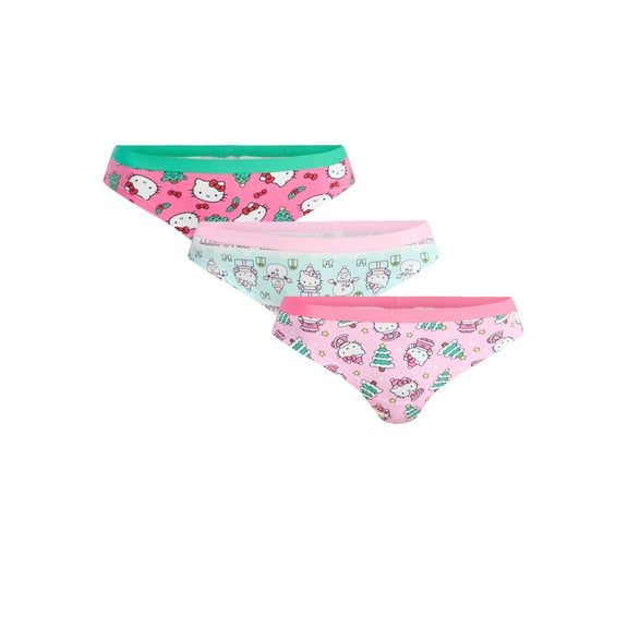Hello Kitty Women's Christmas Cheeky Panties, 3-Pack, Sizes S-XXL