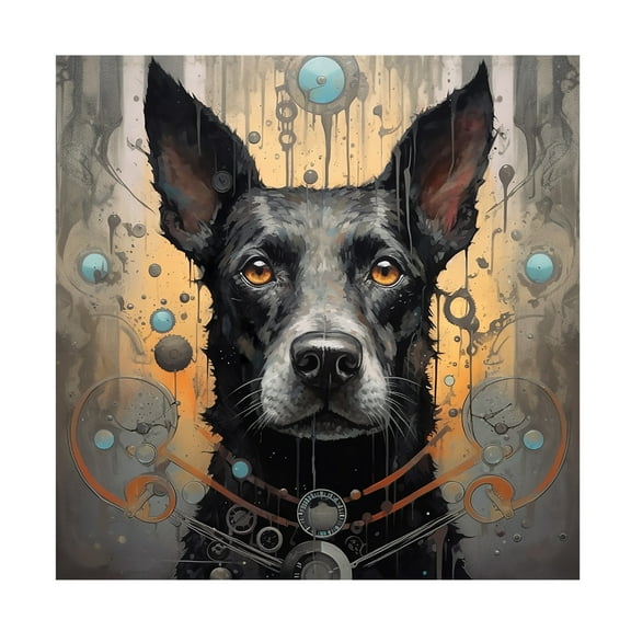 Canvas Wall Art - Ray Heere 'Art Dog 8' Wall Art for Living Room, Bedroom, or Office Décor by Trademark Fine Art - 14 x 14 Inches
