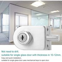 Stainless Steel Glass Door Lock, No Drilling, Anti-Theft Glass Door 1012mm Stainless Steel Latch Open/Close for Home Hotel Office Bathroom