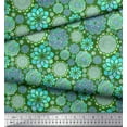 thumbnail image 2 of Soimoi Green Cotton Duck Fabric Blue Mandala Print Sewing Fabric Yard 42 Inch Wide, 2 of 3