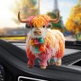 thumbnail image 3 of Christmas Cow Ornament Xmas Tree Cartoon Highland Cow Hanging Decorations 2D Flat Acrylic Pendant for Car Rearview Mirror Tree Decor, 3 of 8