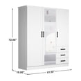 thumbnail image 3 of Pemberly Row Engineered Wood Wardrobe Armoire with Mirror in White, 3 of 9