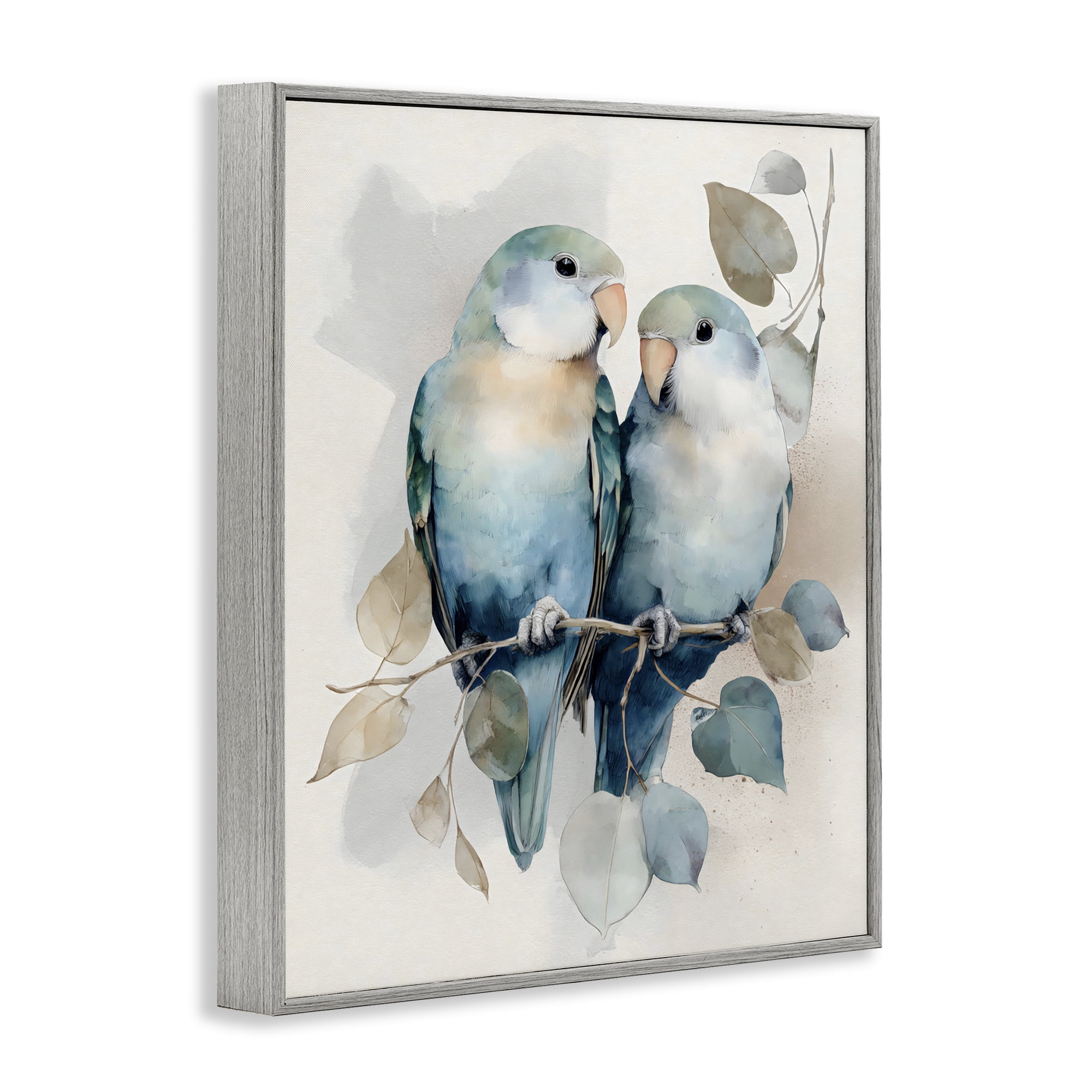 Stupell Industries Blue Bird Lovers Gray Framed Giclee Art, design by Franklyn Gregory