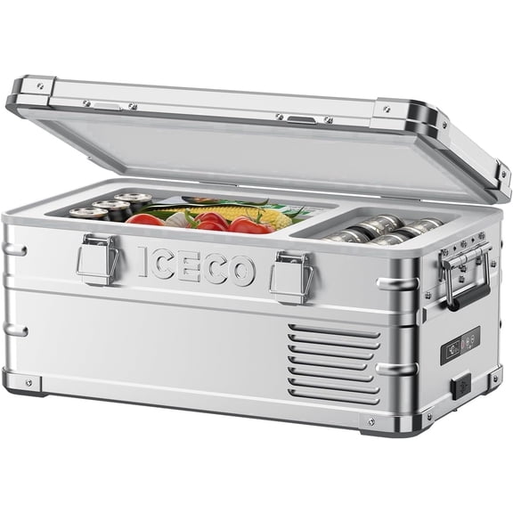 ICECO APL20 Portable Refrigerator, 21 Qts 12 Volts Fridge Freezer, Aluminum Car Fridge with SECOP Nano Compressor,  AC/DC , -4℉~68℉,Refrigerator for RV