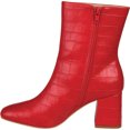 thumbnail image 3 of JOURNEE COLLECTION Womens Red Crocodile Padded Trevi Square Toe Block Heel Zip-Up Dress Booties 11 M, 3 of 4