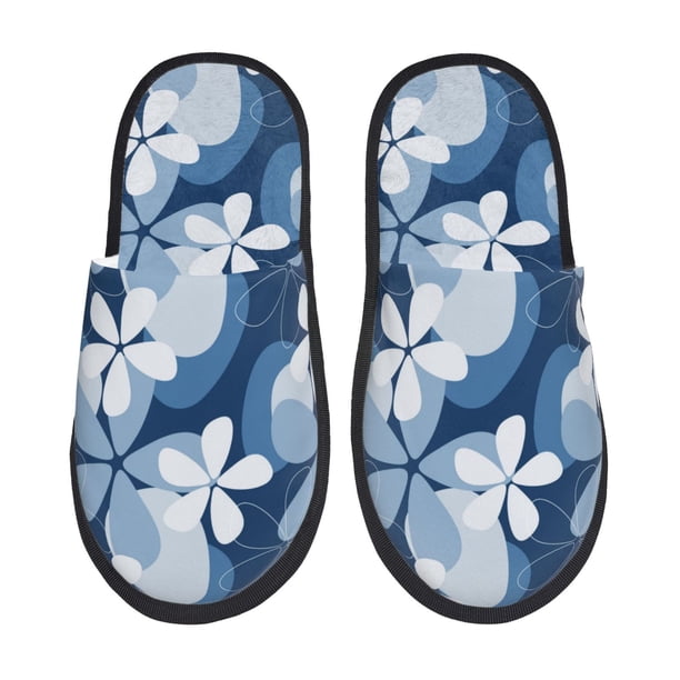 Fotbe Flower Pantuflas Peludas para Mujer con Estampado, Zapatillas de Peluche, Zapatos de Invierno para Casa, Uso Interior y Exterior-Large