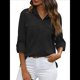 thumbnail image 2 of Camisas de con Botones para Mujer, Blusa de Larga, Informal, para Trabajo o Oficina. Negro L, 2 of 10