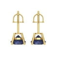 thumbnail image 4 of Clara Pucci 3Ct Blue Sapphire Round Cut VVS1 Screw Back Stud 18k Solid hypoallergenic Gold Designer Earrings For September, 4 of 7