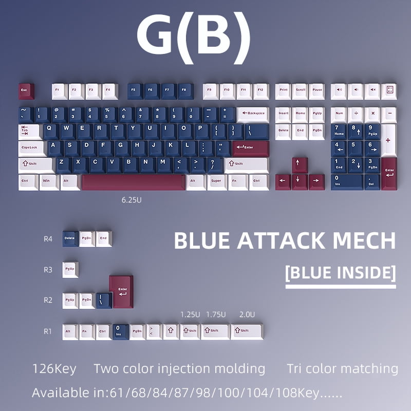 126Keys Cherry Keycap Key Cap for Mechanical Keyboard Like K86 K500 K617 GMK67 GMK87 RK ETC Game Keyboard for MX Switch Keyboard