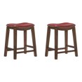 thumbnail image 1 of Homelegance 24" Counter Height Wooden Saddle Seat Barstool, Gray Red (2 Pack), 1 of 6