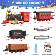 Flooyes Train Set for Boys Girls, Classic Train Toys with Smoke, Light & Sound,Under the Christmas Tree Toy Train Set, Christmas Birthday Gift for Kids 3+ Years Old