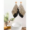 thumbnail image 2 of Brown Geometric Kitchen Dish Towels for Drying Dishes Set of 2, Modern Abstract Art Ombre Waffle Weave Microfiber Hand Tea Bathroom Towels Quick Dry & Absorbent Towel 12x12, 2 of 7