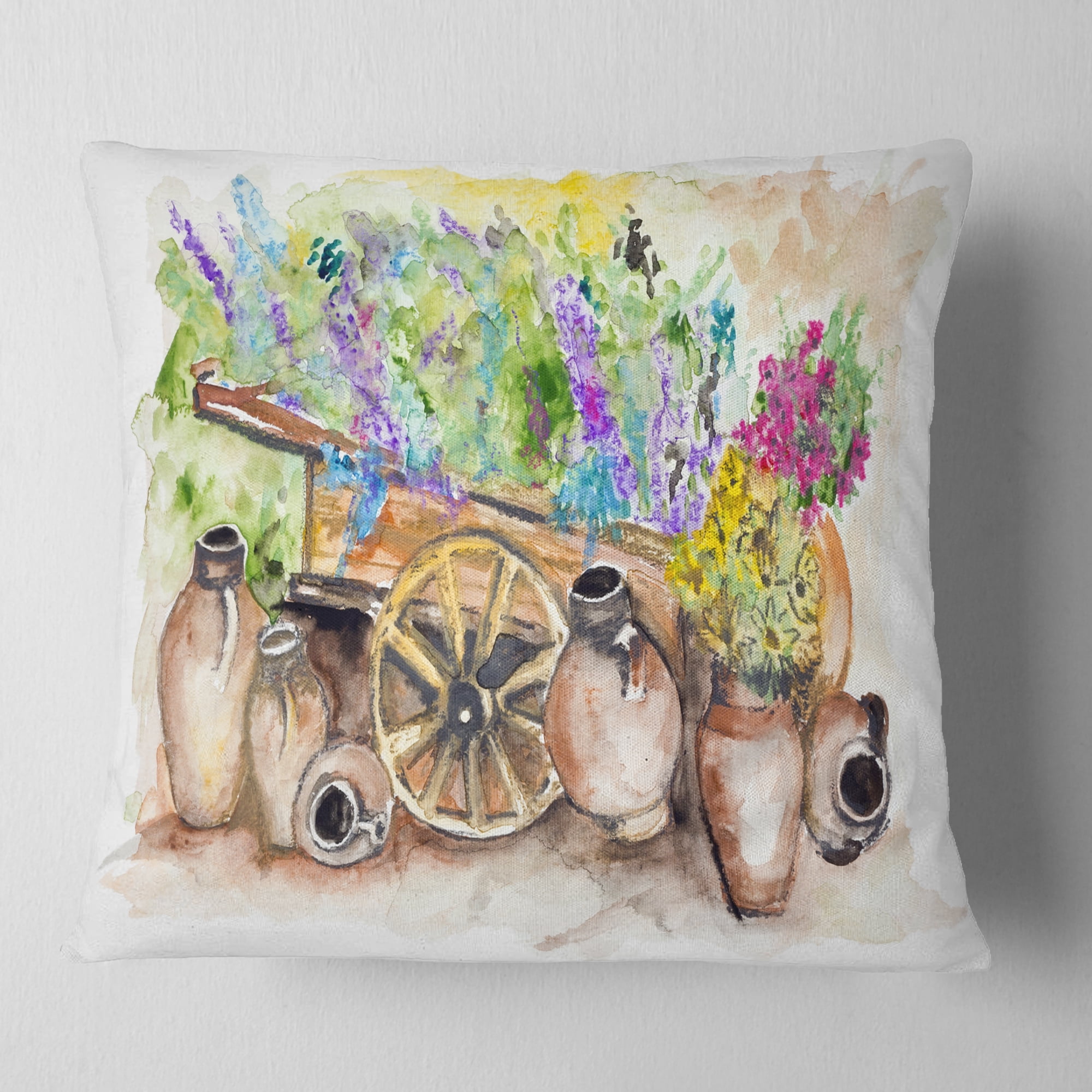 Designart Lavender Flowers - Floral Throw Pillow - 16x16