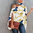 thumbnail image 5 of Mujeres Casual Media manga de murciélago Cuello halter Hombro Impreso y sólido Suéter suelto Blusa Tops Fridja  zx695, 5 of 5