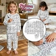 thumbnail image 2 of REDARER Kids Cartoon DIY Doodle Print Pajama Set, Long Sleeve Two-Piece Sleepwear with Cute Character Design, Cozy & Soft Loungewear for Boys Girls,6-7 Years, 2 of 7