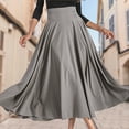 thumbnail image 3 of Falda Vestido casual Mujer A-Line Falda drapeada con bolsillos Viajes de verano (gris claro L) Kuymtek Gris claro T L para Mujer, 3 of 6