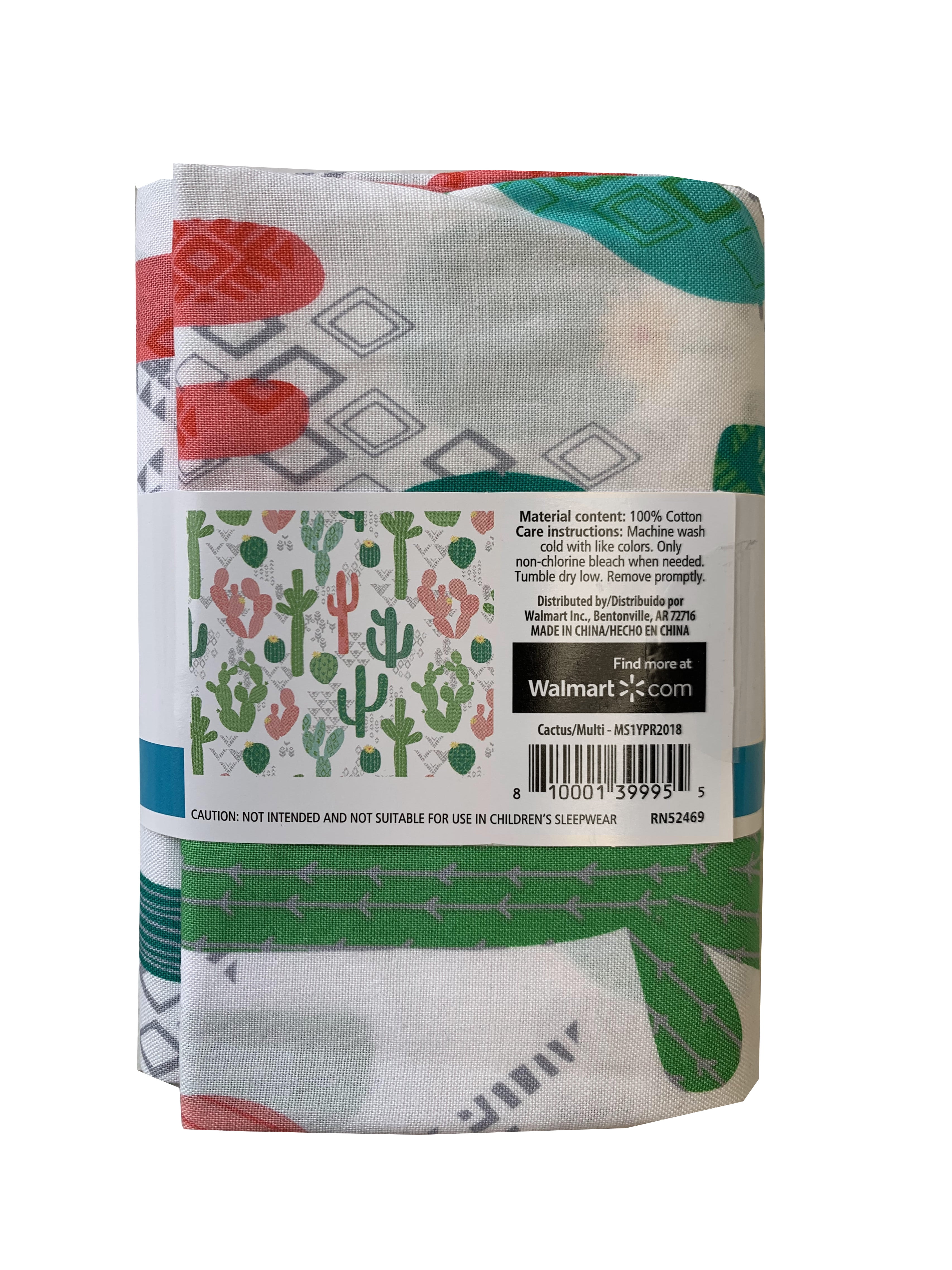 (3 pack) Mainstays 36" Cactus Precut Quilt Square, Multi-color