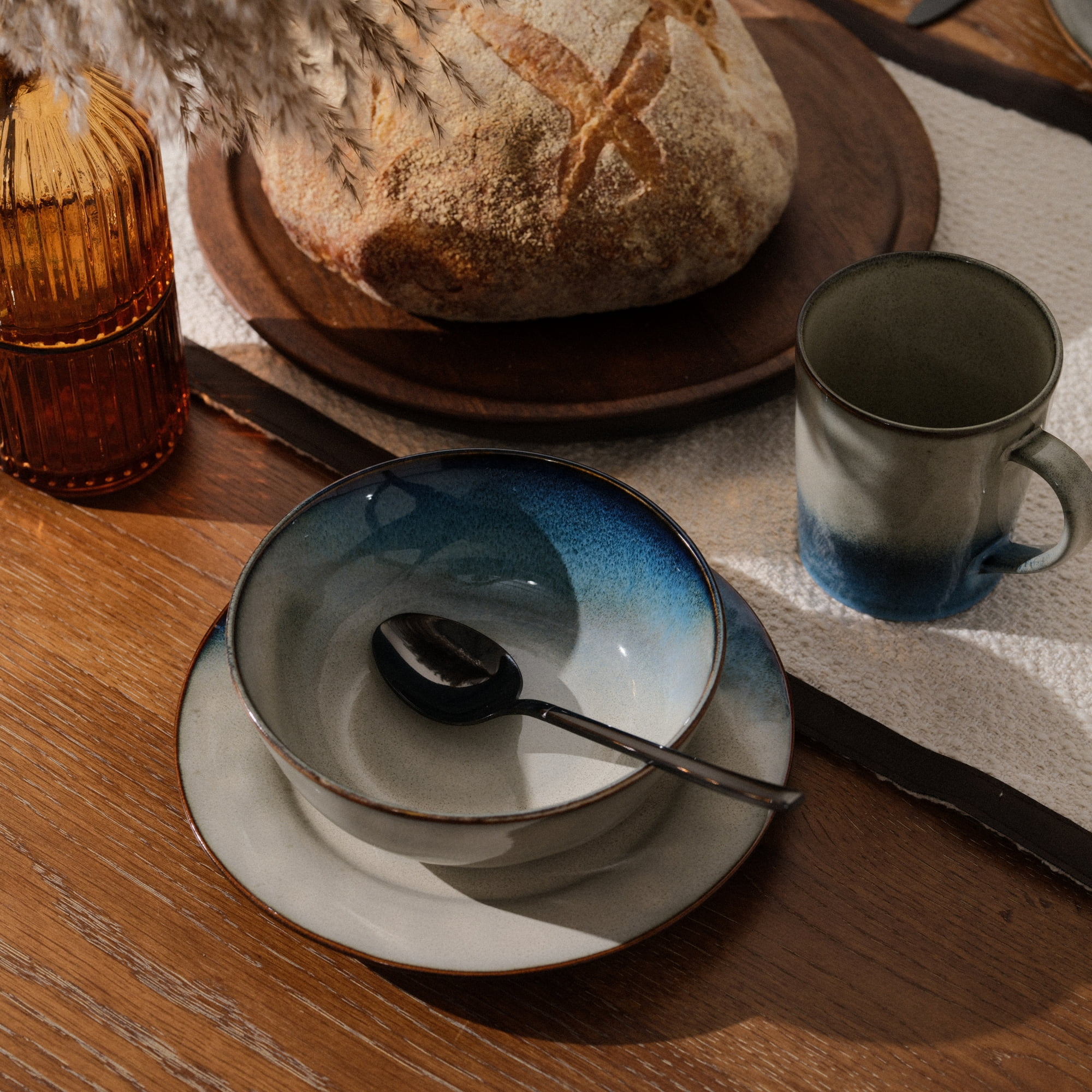 Yellowstone Canto Reactive Ceramic Cereal Bowl Blue