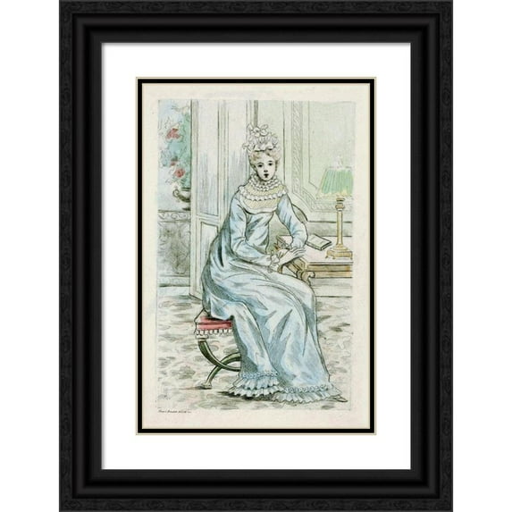 Henri Boutet 17x24 Black Ornate Framed Double Matted Museum Art Print Titled: 1907 Nineteenth Century Female Modes (1908)