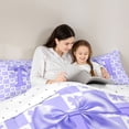 thumbnail image 5 of jejeloiu Purple Cartoon Bowknot Twin Comforter Sets,Letter H Print Bedding Set For Girls Women Reversible 2pcs, 5 of 8
