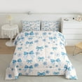 thumbnail image 2 of jejeloiu Cartoon Bow Full Size Comforter Sets,Rustic Flower Floral Bedding Comforter Set,White Blue Bedding Sets For Teens,Luxury Bedroom Decor Reversible,3-Piece, 2 of 8
