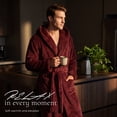 thumbnail image 2 of VULCANODON Mens Robe Big and Tall with Hood,Full Length Plush Robe for Men Long Fleece Bathrobe（Burgundy, XX-Large-3X-Large）, 2 of 6