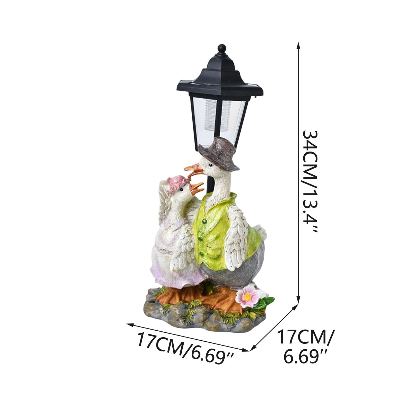 Tarmeek Solar Duck Couple Garden Statue with Flower Pot, Handcrafted Resin Outdoor Yard Art, Weatherproof Patio Lawn Ornament for Porch, Backyard, Balcony, Housewarming Gift for Women Mom