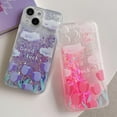 thumbnail image 3 of Compatible with iPhone 15 Quicksand Light up Case Glow in The Dark Liquid Fluorescent Floating Waterfall Floral Tulip Case Women Girly Soft TPU Luminous Shockproof Phone Cover, Purple, 3 of 7