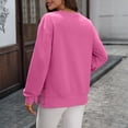 thumbnail image 7 of Ladies’ Round Neck Pullover Casual Sweatshirt Long Sleeve Loose Fit Tops Solid Color Button Hem Side Slit Design Comfortable Daily Autumn Winter Hot Pink, 7 of 7