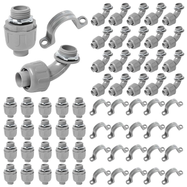 Kit de montaje de conductos eléctricos Yariwiz 3/4 de PVC (paquete de 60 unidades)