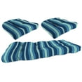 thumbnail image 2 of Jordan Manufacturing Blue Stripe Tufted Outdoor Wicker Cushion Set for Bench and 2 Seats - 18'' L x 44'' W x 4'' H, 2 of 5