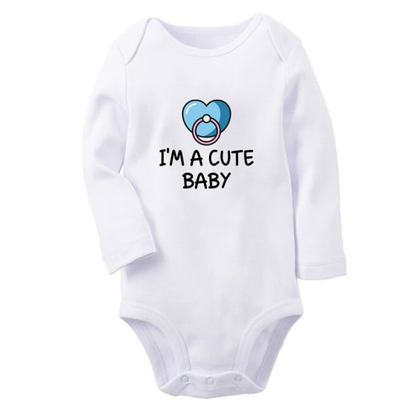 I'm A Cute Baby Funny Rompers, Newborn Baby Unisex Bodysuits, Infant Jumpsuits, Toddler 0-12 Months Kids Long Sleeves Oufits (White, 6-12 Months)