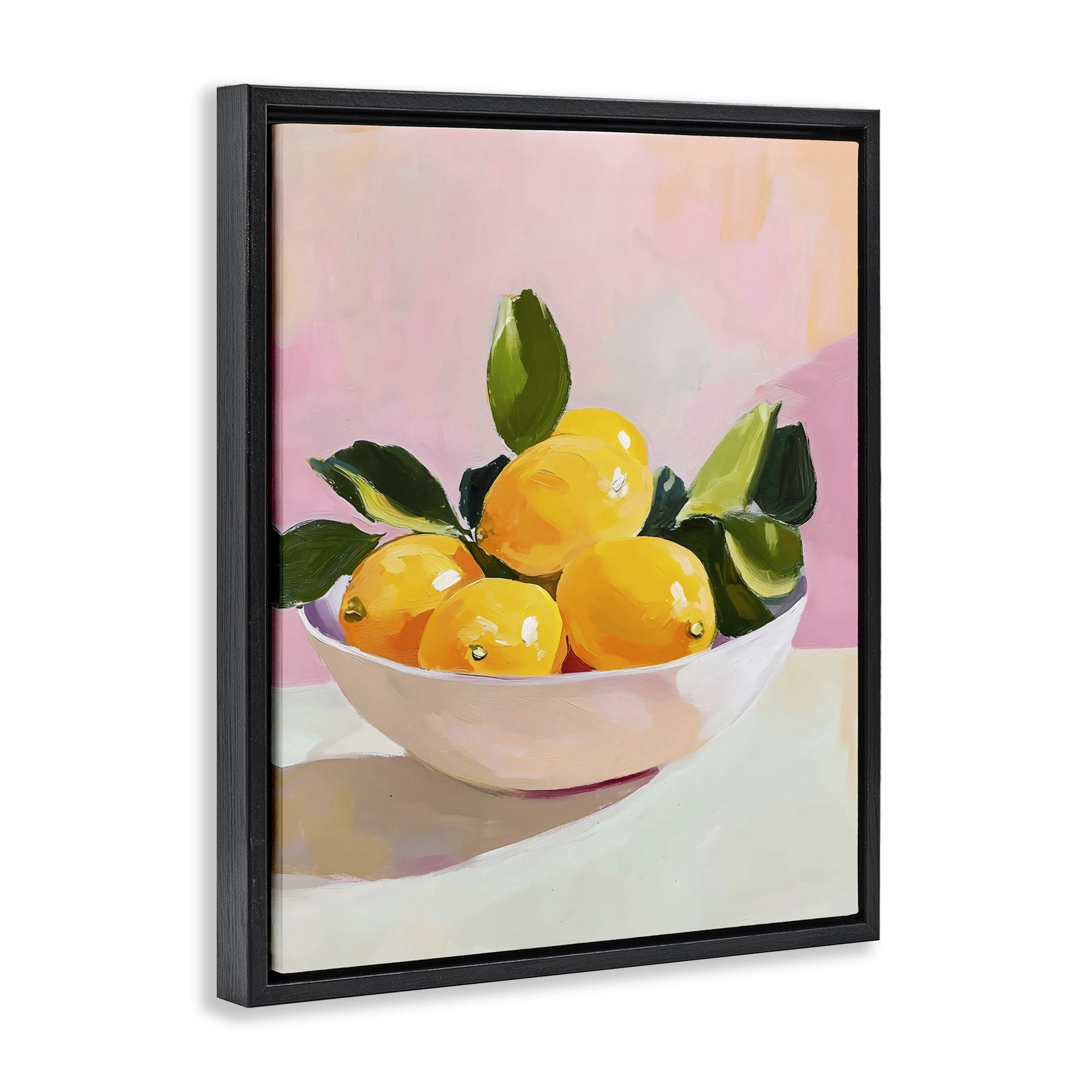 Stupell Industries Bowl of Lemons in Sunlight Black Framed Floater Canvas Wall Art, design by The Prints Vibe