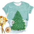 thumbnail image 2 of Lolmot Women Christmas Shirt Cartoon Snowman Santa Christmas Tree Graphic Tee Plus Size Casual O-Neck Short Sleeve Tunic T-Shirts, 2 of 5
