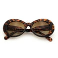 thumbnail image 2 of Womens Oval Round Thick Plastic Mod Fashion Fancy Arm Sunglasses Tortoise - Brown, 2 of 8