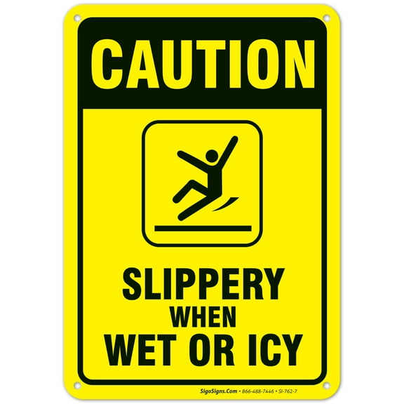 Slippery When Wet Or ICY Sign, Caution Sign,