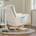 thumbnail image 3 of Tcbosik Rocking Glider Chair, Upholstered Accent Rocker Chair with High Back, Teddy Fabric Arm Chair with Side Pocket, Single Sofa Chair for Bedroom, Living Room, Balcony, White, 3 of 7