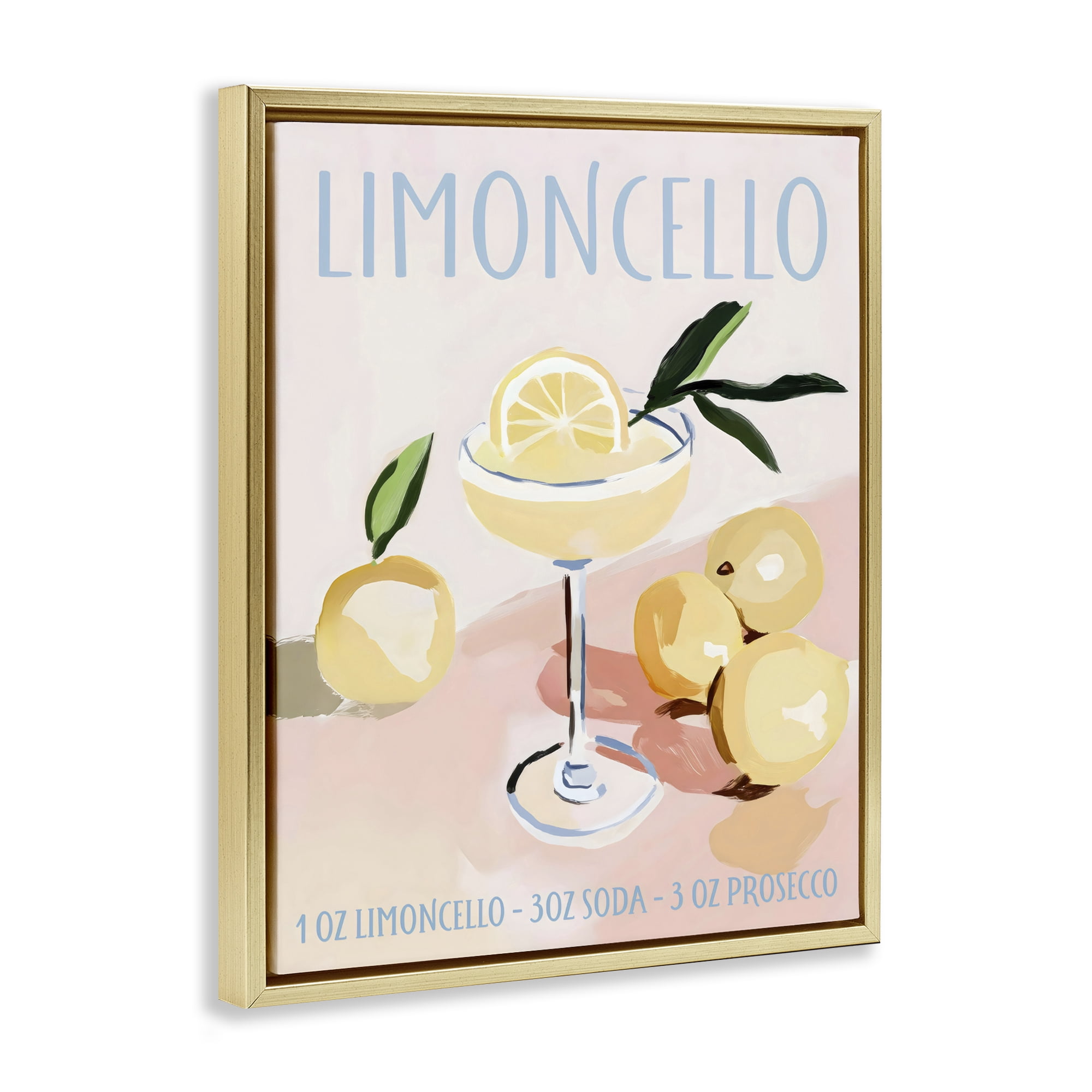 Stupell Industries Limoncello Summer Cocktail Gold Framed Floater Canvas Wall Art, design by Sisi and Seb
