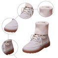 thumbnail image 6 of Rokment Womens Platform Combat Boots Fall Winter Trendy Casual Knit Patchwork Foldover Flat Low Heel Mid Calf Short Booties White Size 7.5, 6 of 7