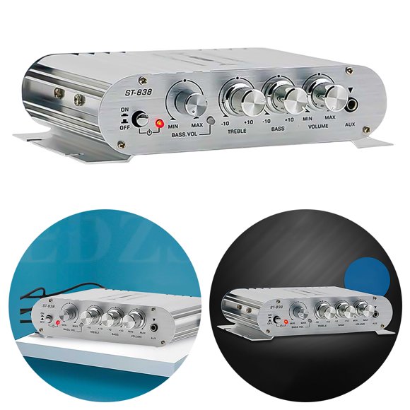 Mini Media Player CAR Home Amp Subwoofer Amplificador Estereo Bass Sound ST-838 HIFI 2.1 CANAL Ajuste y agudos 80W*2