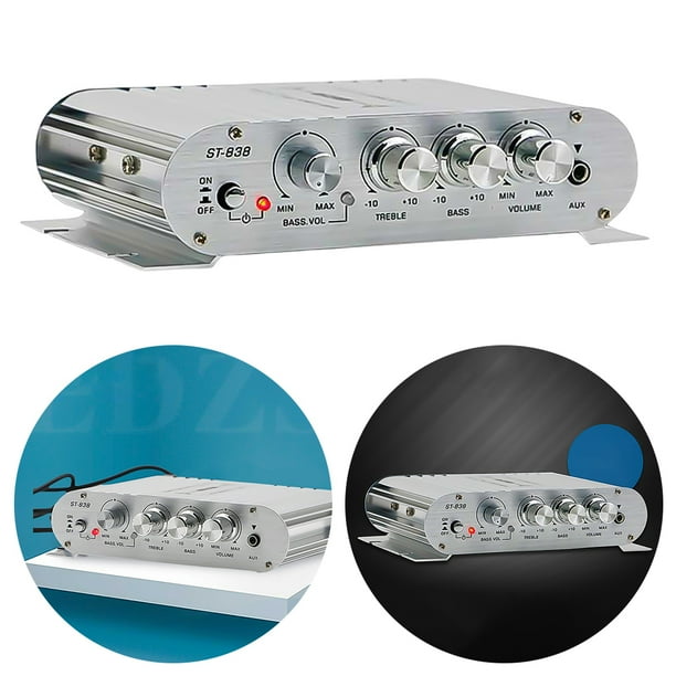Mini Media Player CAR Home Amp Subwoofer Amplificador Estereo Bass Sound ST-838 HIFI 2.1 CANAL Ajuste y agudos 80W*2