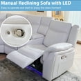 thumbnail image 4 of Comfort Stretch Manual Recliner Sofa Sets with LED Lights,Faux Leather Reclining Sectional Couch for Living Room Furniture Sets with USB Port,Storage Console Cup Holders White, 4 of 7