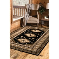 United Weavers Plaza Fleur Accent Rug, Bordered Pattern, Black, 1'11" X 3'3"