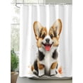 thumbnail image 2 of Fsddascl Cute Sitting Dog Shower Curtain Set - 72" x 78" Washable Bathtub Curtain with 12 Hooks, Watercolor Cartoon Puppy Animal Waterproof Fabric Stall Shower Curtains for Bathroom/Bathtub Décor, 2 of 6