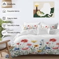 thumbnail image 3 of Pink Floral 4 Piece Duvet Cover Set Queen Size Rustic Wildflower Leaf Spring Blossom Soft Bedding Set Comforter Cover, 1 Duvet Cover 1 Flat Sheets and 2 Pillowcases, 3 of 9