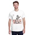 thumbnail image 2 of Men Retro Space Skeleton Astronaut Guitar Graphic T-Shirt, Mars Rover Dog HUK Print Crew Neck Poly Cotton Casual Short Sleeve Tee, 2 of 8