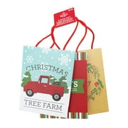 Blue Red Printed-Kraft Paper Mini Bag Assortment Gift Card Holder, 3-Pack, by Holiday Time