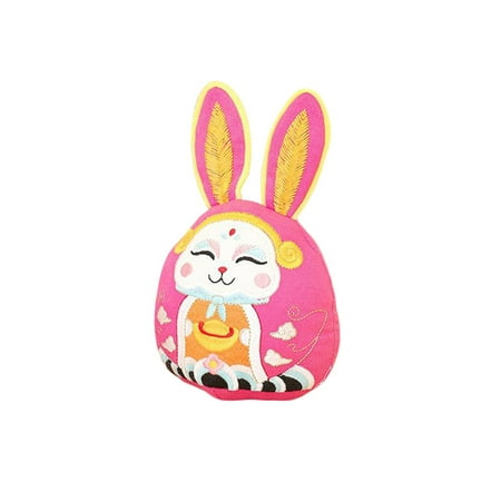 

One opening Cute Plush Doll Vintage Embroidery Lucky Rabbit Shape Hanging Pendant Decoration Stuffed Soft Toy