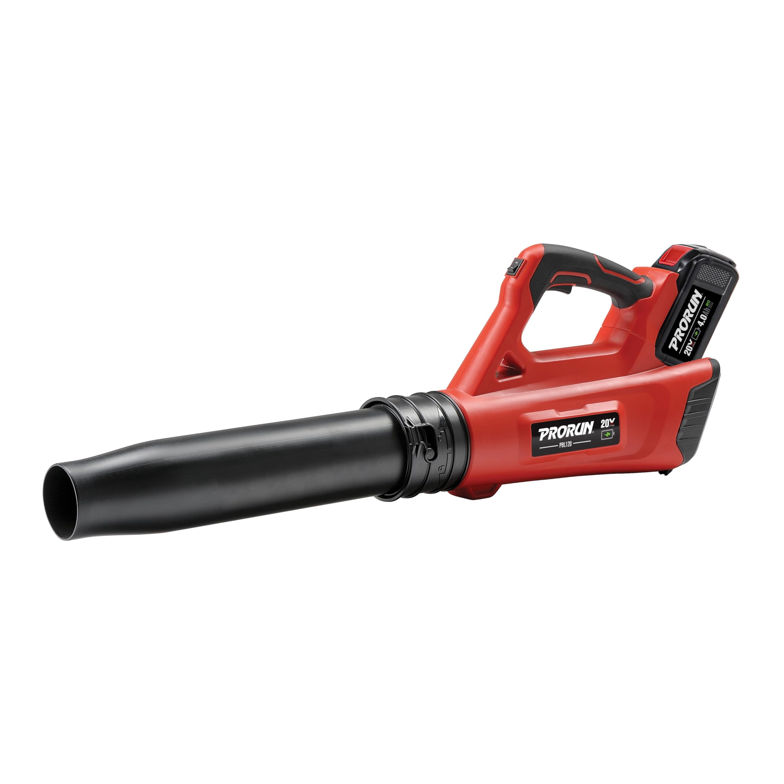 PRORUN 20V 400 CFM 90 MPH Brushless Cordless Handheld Leaf Blower with 4.0 Ah Battery and Charger