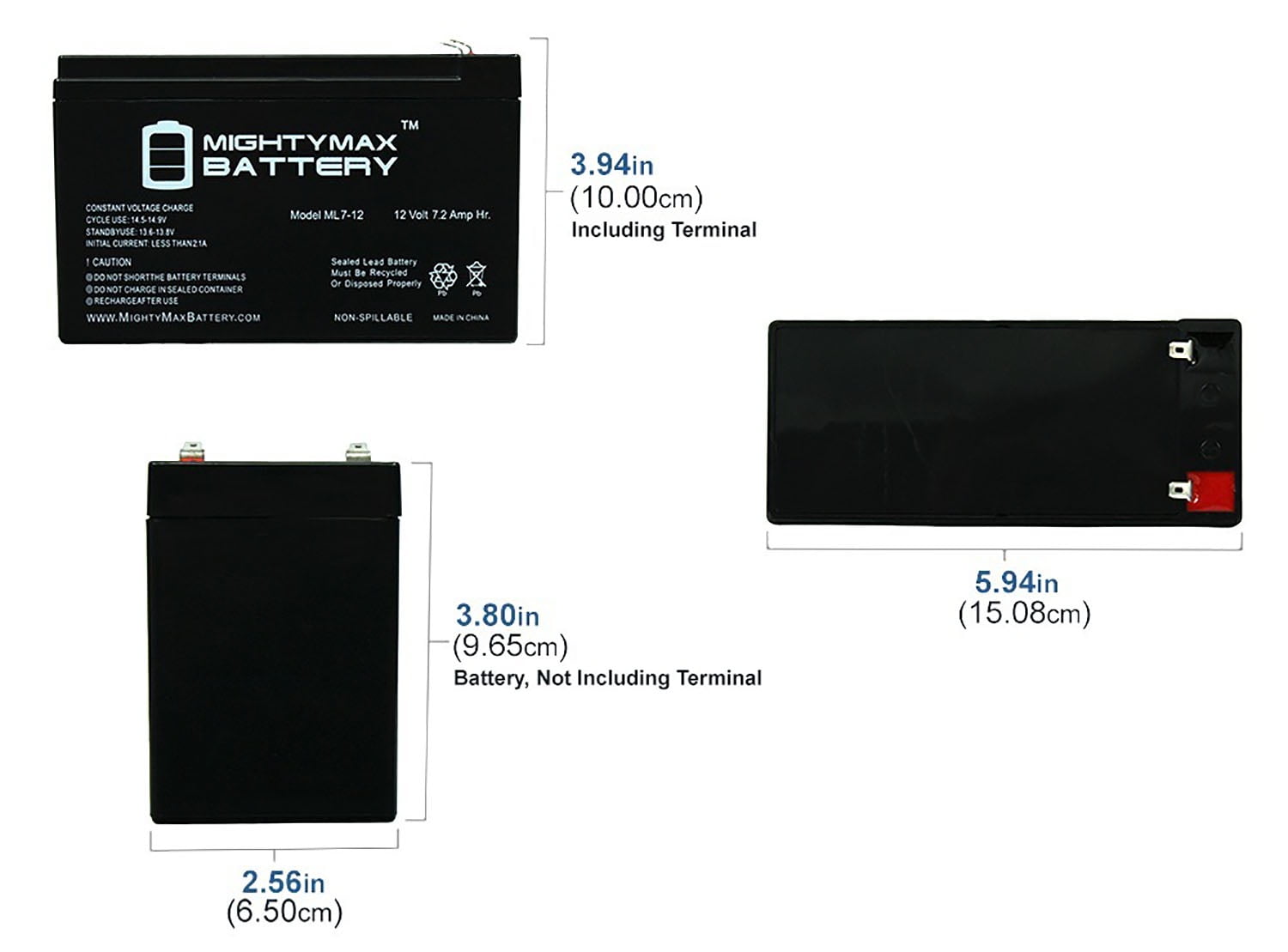 10 Pack New 12V 7AH Battery Replacement for Panasonic LC-R129CH1 UP-RW1228ST1